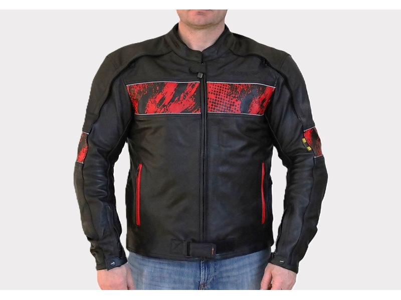 Kurtka motocyklowa, męska, skórzana, czarno-czerwona, rozmiar M